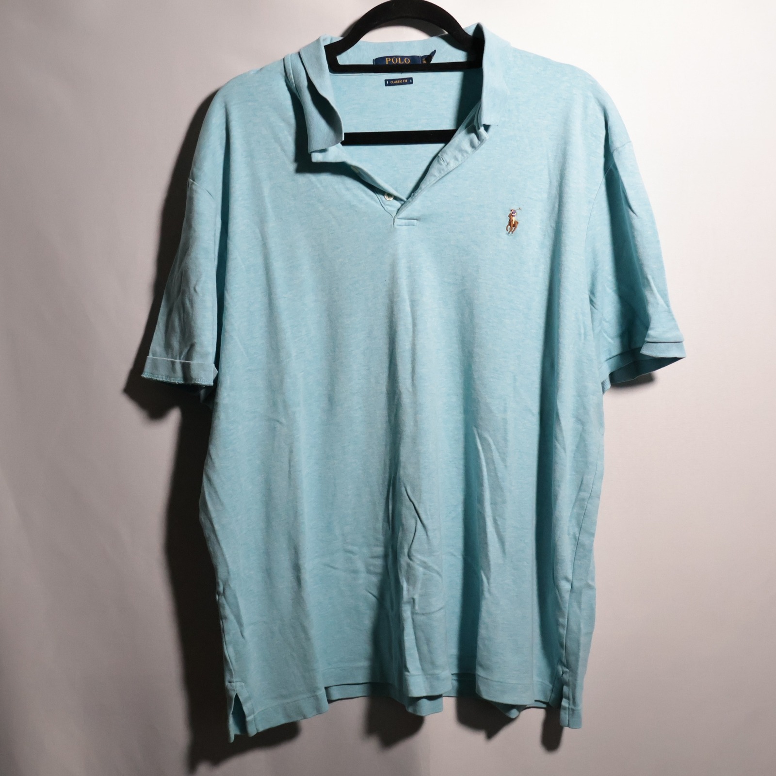 Polo Ralph Lauren Classic Fit Polo Shirt Mens Xl Aqua Blue Short Sleeve Cotton